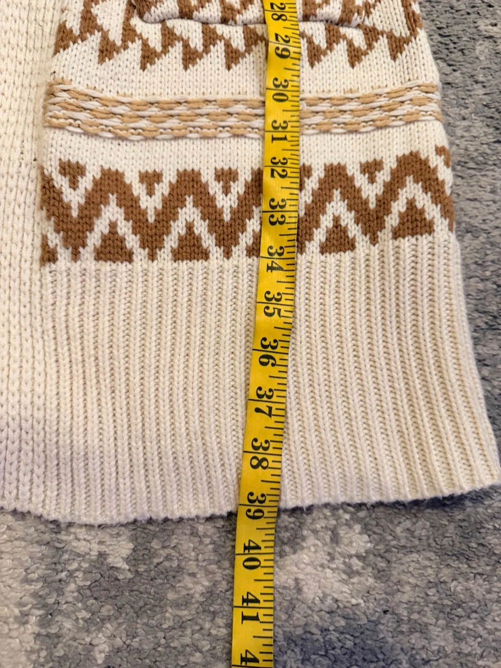 Pink Rose Cozy Patterned Open-Front Cardigan Sweater - Cream & Brown